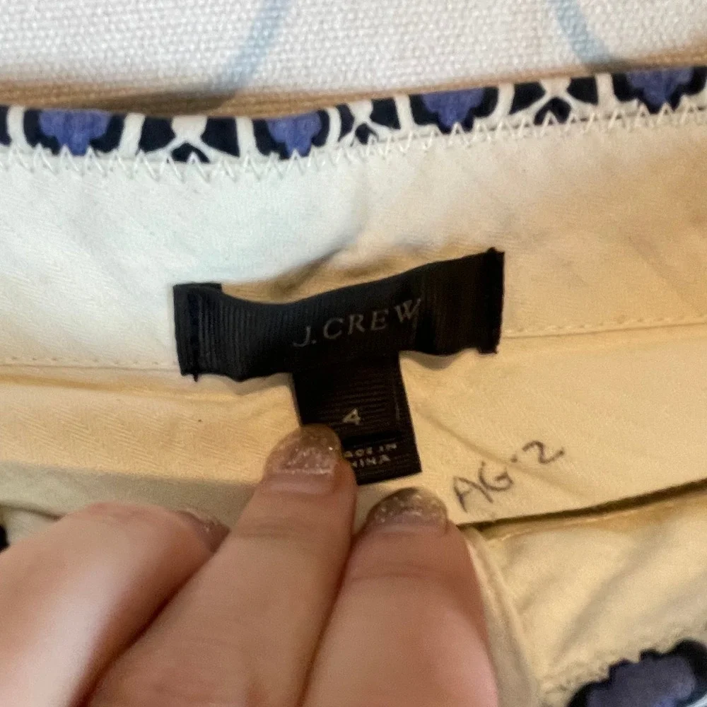 J. Crew Women's Geometric Tile Print Shorts Blue White Casual Summer - Size‎ 4